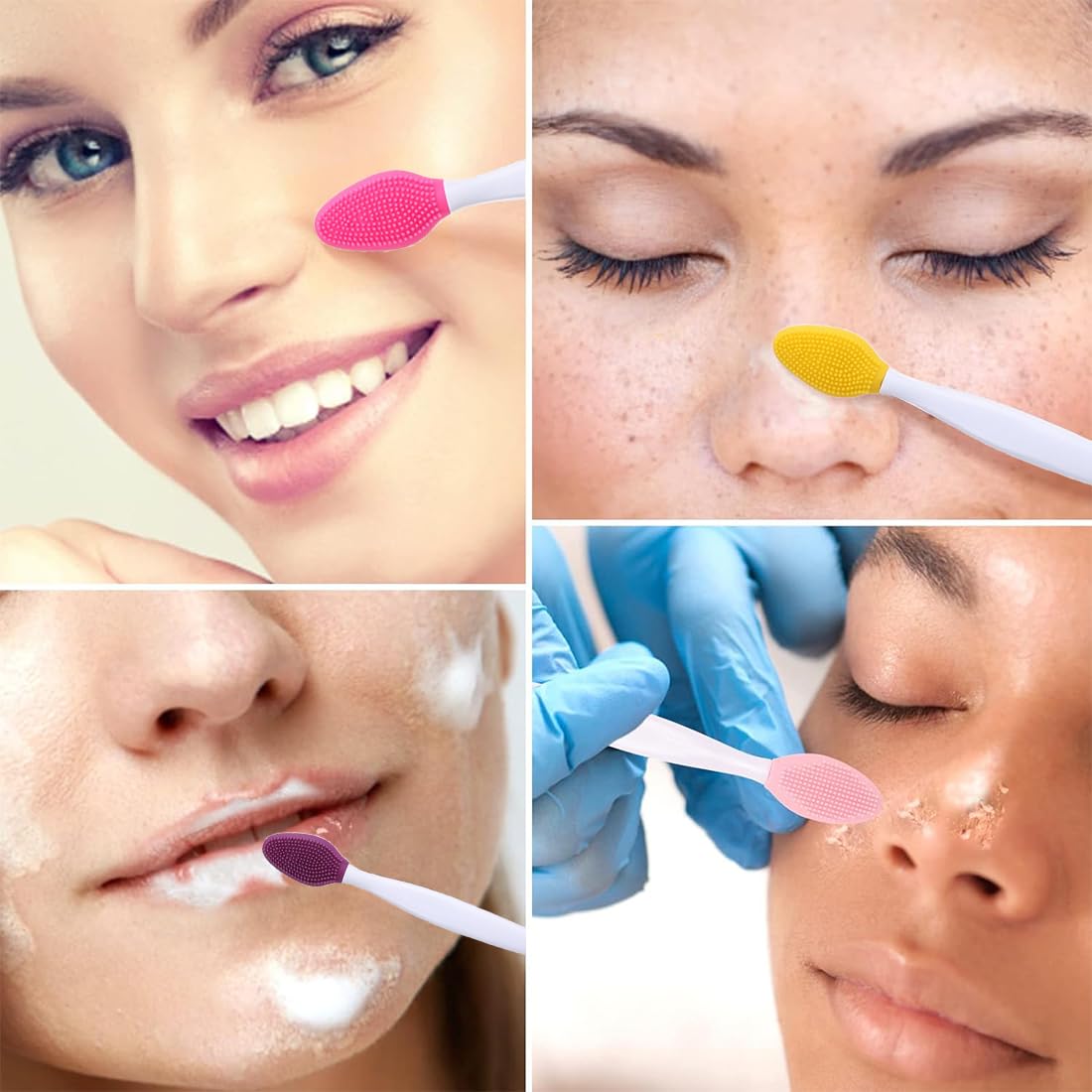 8 pcs pinceau à lèvres, Brosse exfoliante pour les lèvres, outil d'exfoliation en silicone double face, mini-pinceau nettoyant pour les lèvres pour hommes et femmes, aspect plus lisse