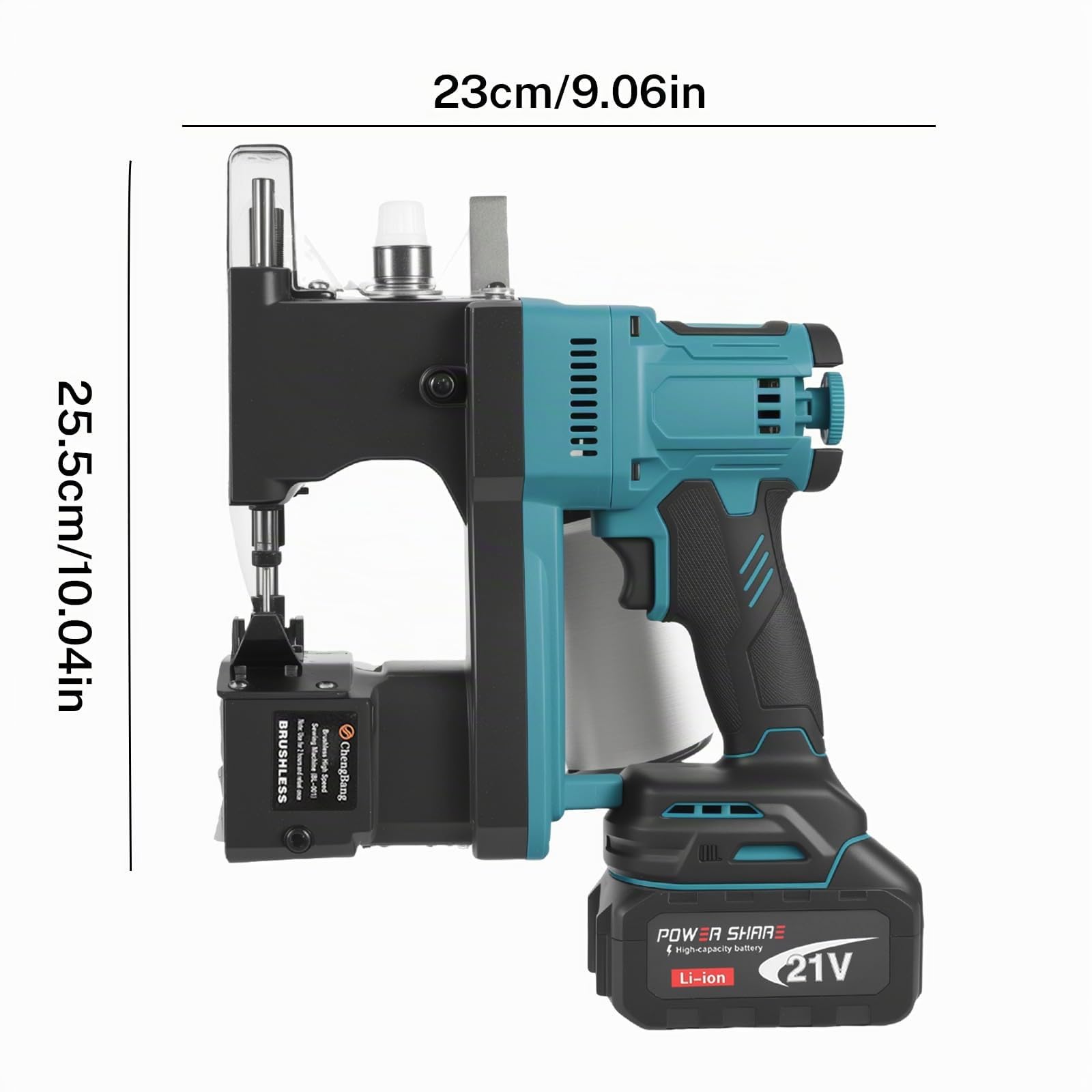 Machine à coudre sans fil pour batteries Makita 18 V, machine à coudre portable avec 2 batteries de 3000 mAh, longueur de point : 7-10 mm, épaisseur de couture : 0,2-11 mm pour sac en tissu, sac en
