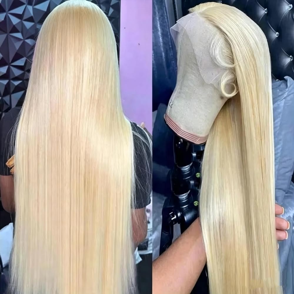 Haarpflege 250% Blone Straight Perücke 13X6 HD Full Lace Frontal Echthaarperücken Vorgezupft Für Frauen