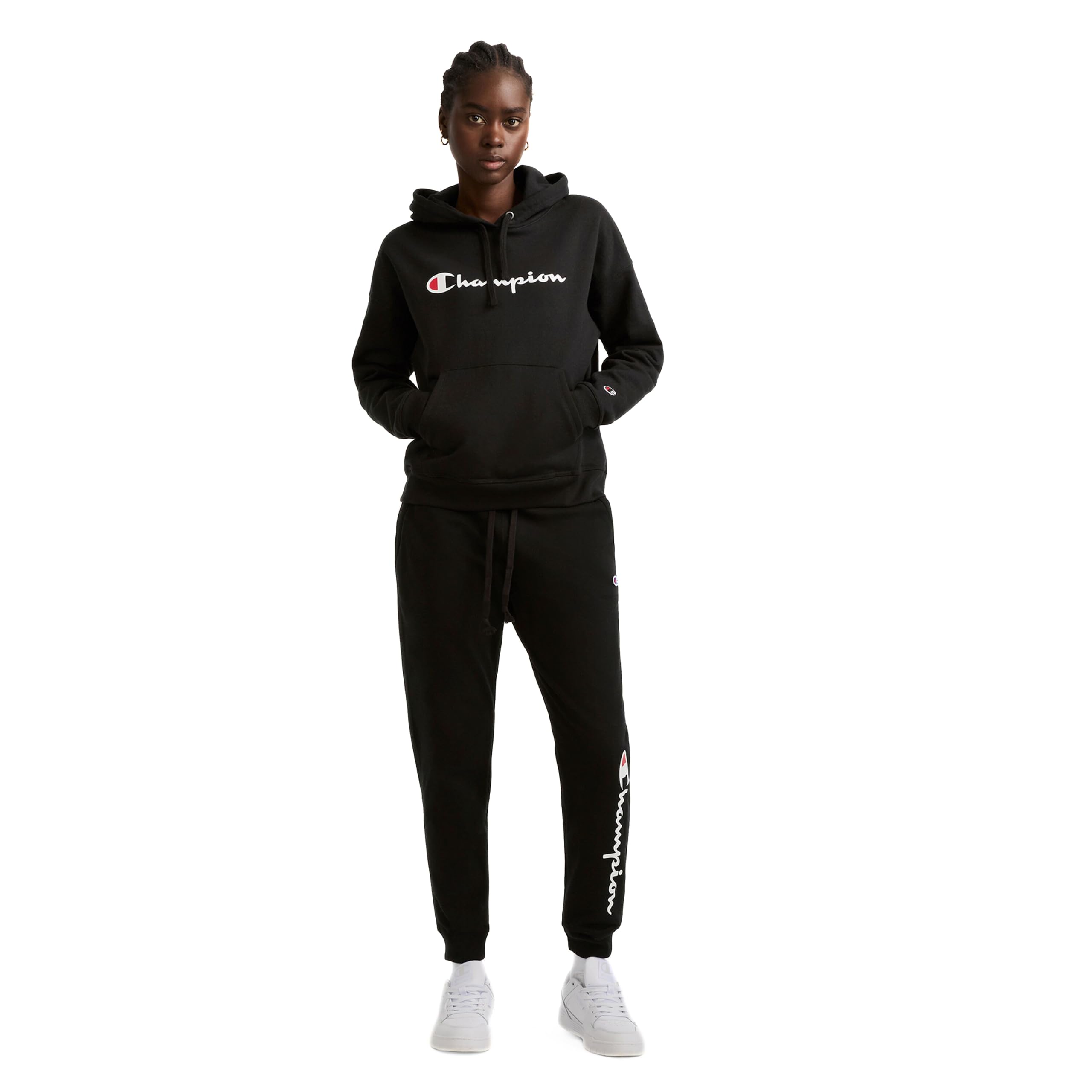 Champion - Champion Pantaloni da Jogging Powerblend da Donna con Logo Script, Pantaloni da Tuta Donna