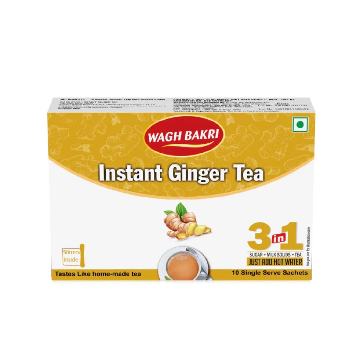 Wagh Bakri Ginger Instant Tea Premix, 140 Grams – Powder