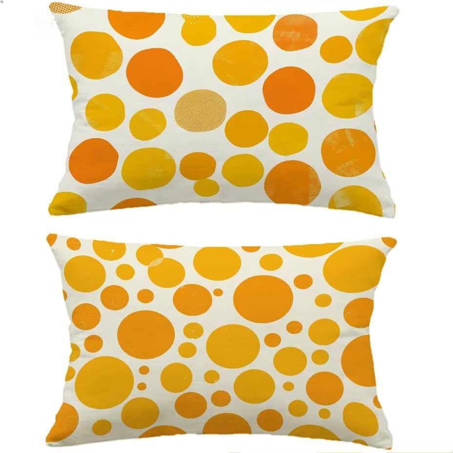 Housses de coussin de jardin 60x90 orange texture lin imperméable - 2