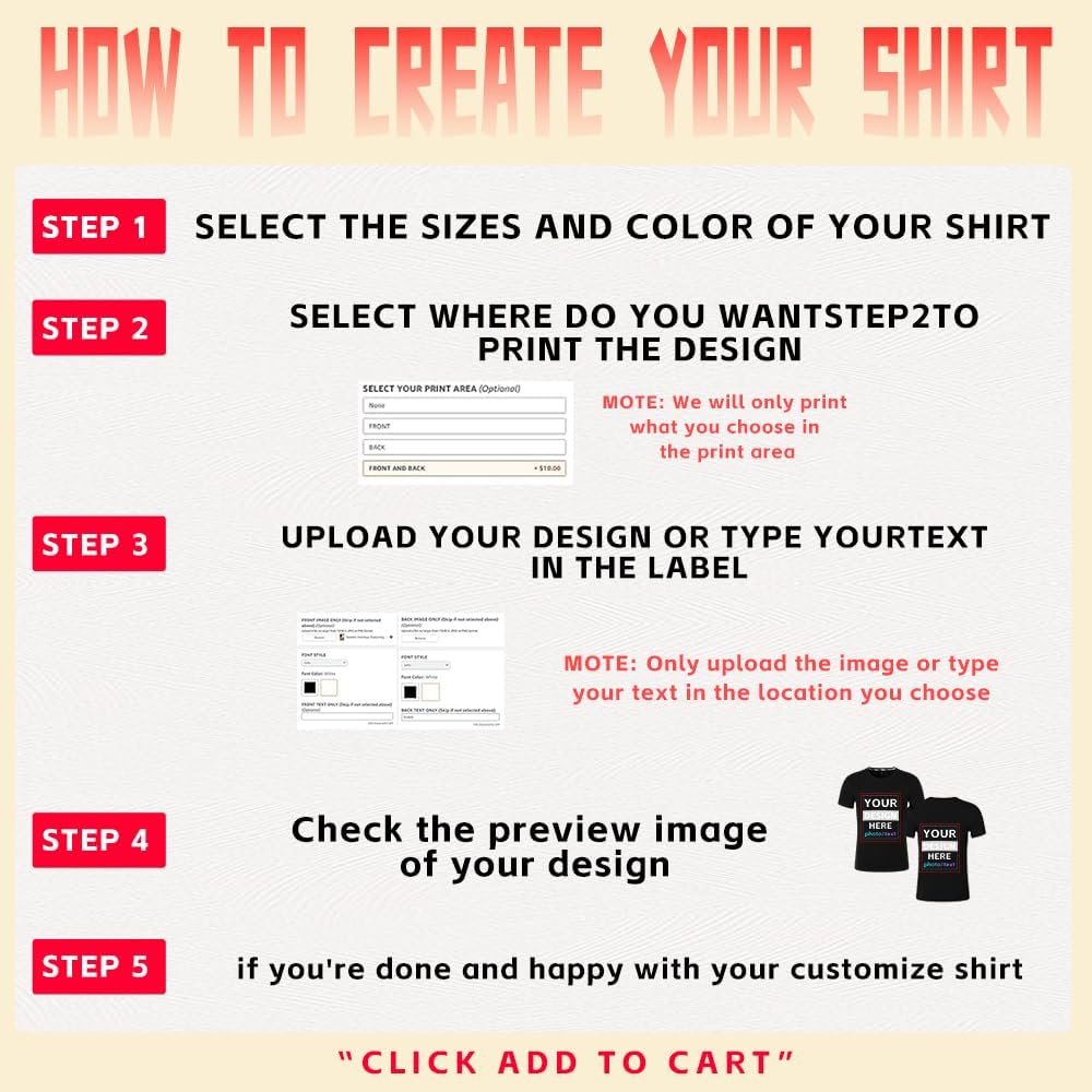 Custom T-Shirts for Men Women Design Your Own Shirt with Text Image Personalized Tee Printed Front/Back - Image 8