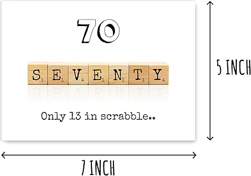 Miniatura 2 de OystersPearl Scrabble Tarjeta de cumpleaños de 70 décadas – 70 It's Only 13 In Scrabble – Tarjeta de felicitación de cumpleaños – Tarjeta de