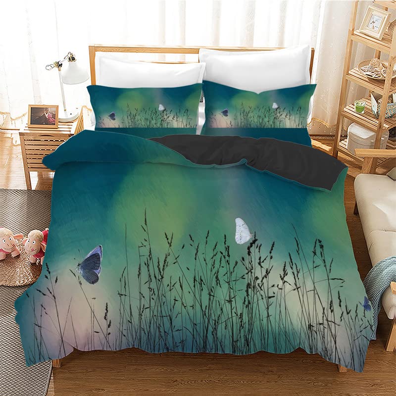 Parure de lit 240 x 260 papillon vert pour une ambiance nature et reposante