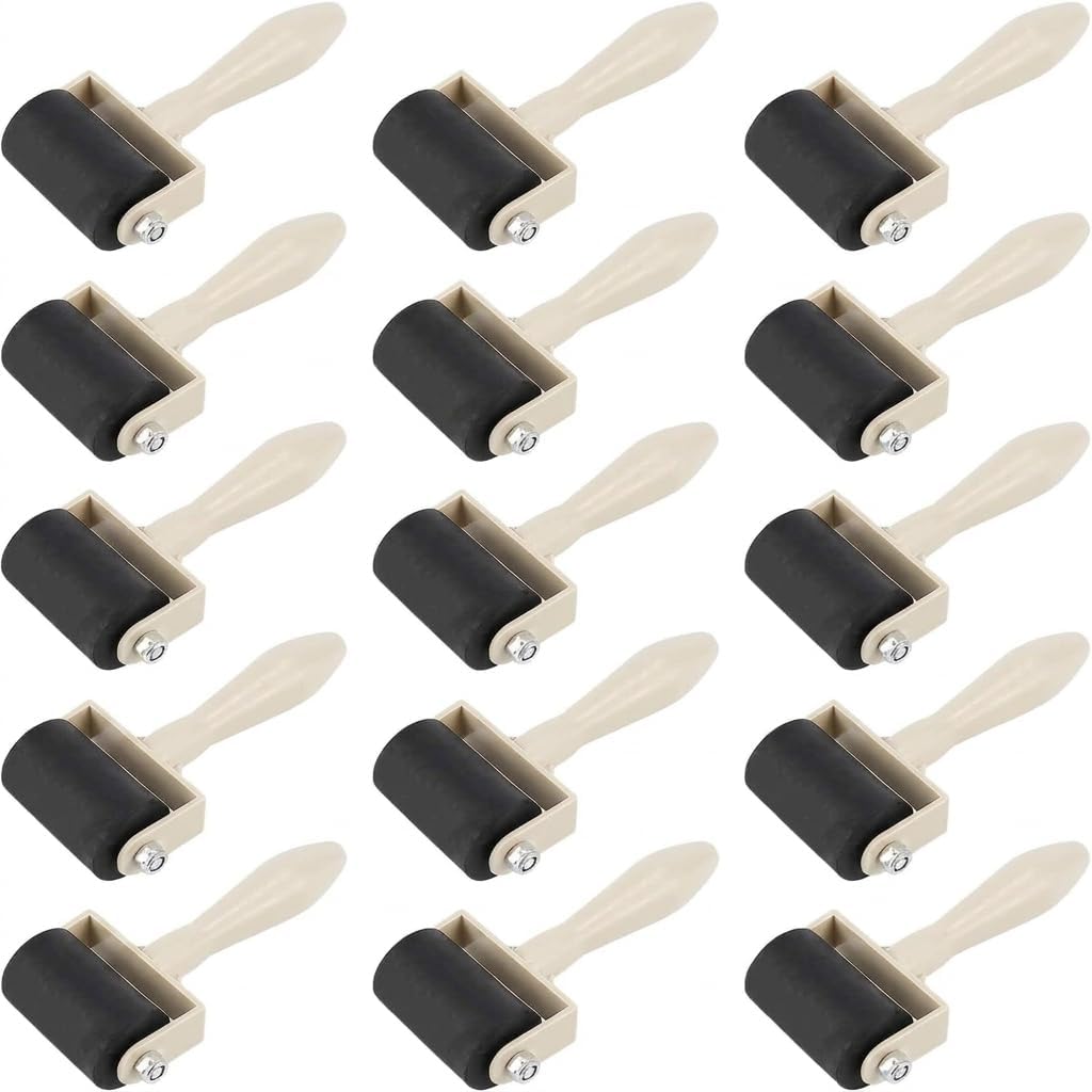 BUTIFULSIC Rubber Brayer Roller Set 15 Pcs for Printmaking Relief Printing