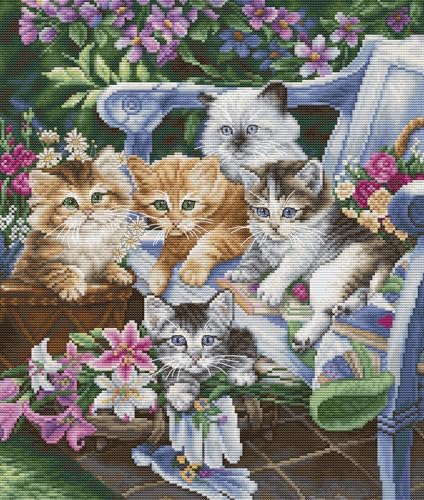 Cross Stitch Kit Luca-S - Purfect Gardening Buddies, Embroidery Kit Luca-S BU5026, Perfect Gardening Buddies, 27x32cm