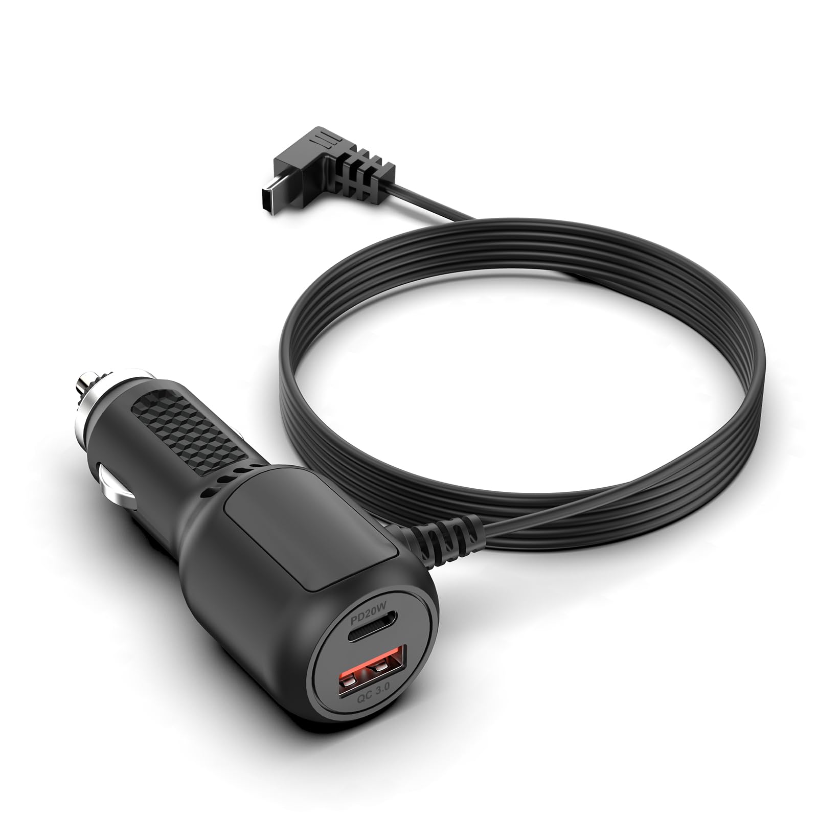 VHBW Car Charger for Garmin Nuvi GPS, Mini USB Car Charger Dual Port, USB Charging Cable for Garmin GPS RV, zumo, eTrex, DriveSmart Series, Black