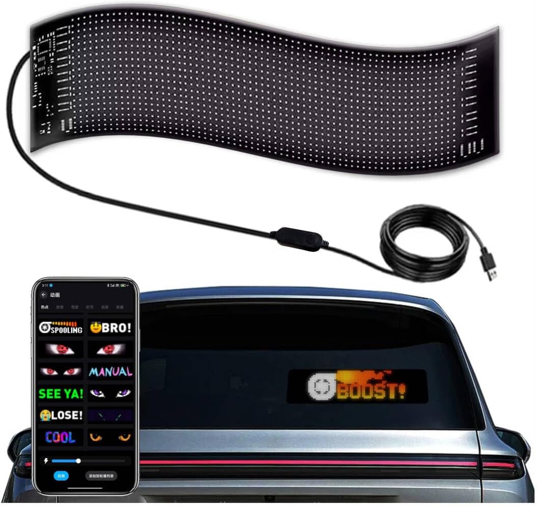 LGIDTECH A1 Bluetooth Pixel Screen,Car LED Sign,Smart LED Matrix Panel 9.4 * 2.6 inch