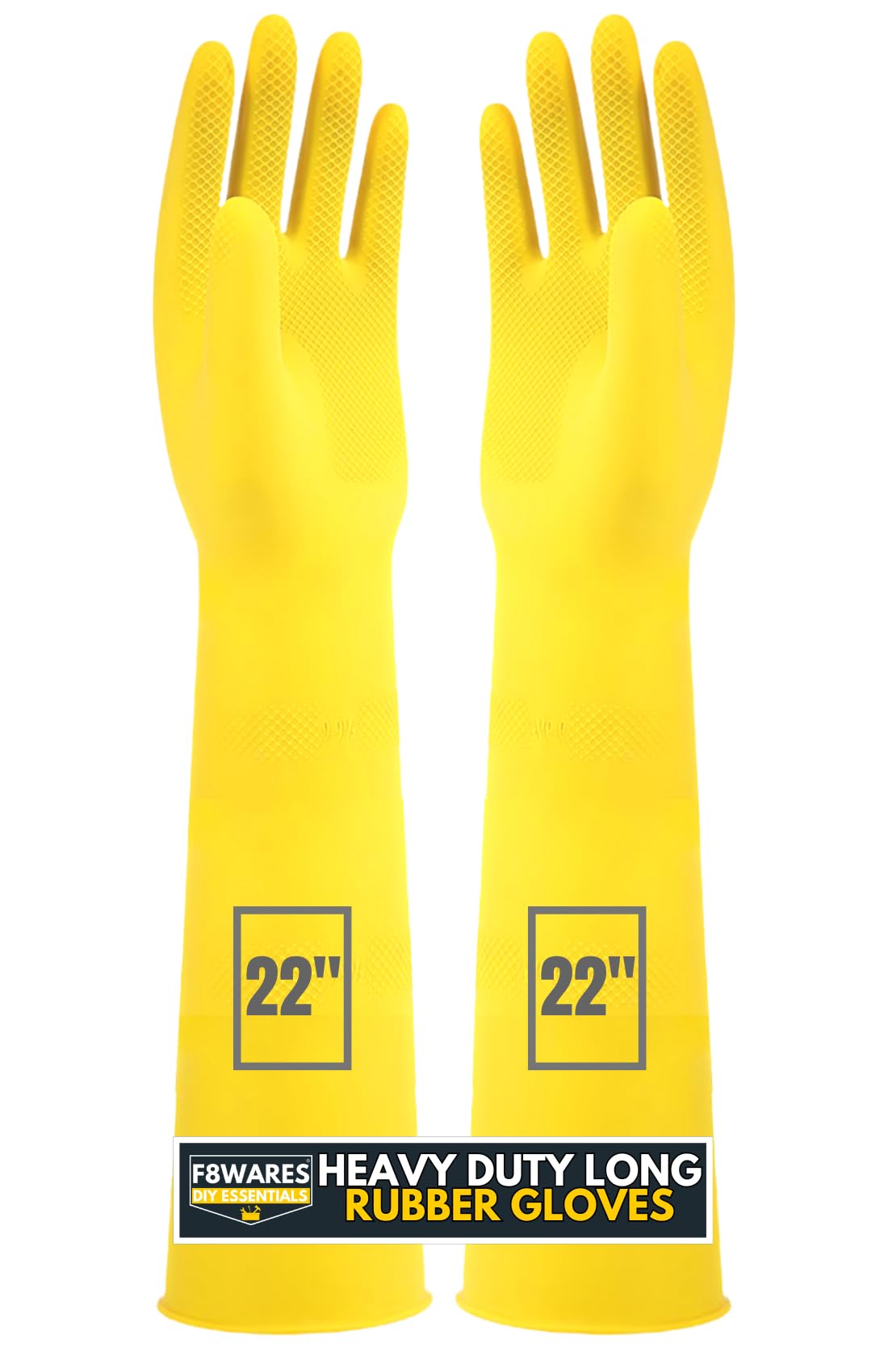 F8WARES 22inch Long Thick Reusable Heavy Duty Rubber Gloves for Cleaning Washing Dishwashing & Gardening - Waterproof Industrial Gloves - Hand gloves for kitchen Bathroom Household & Commercial 1 Pair (B0BLK25M1X) Amazon Price History, Amazon Price Tracker