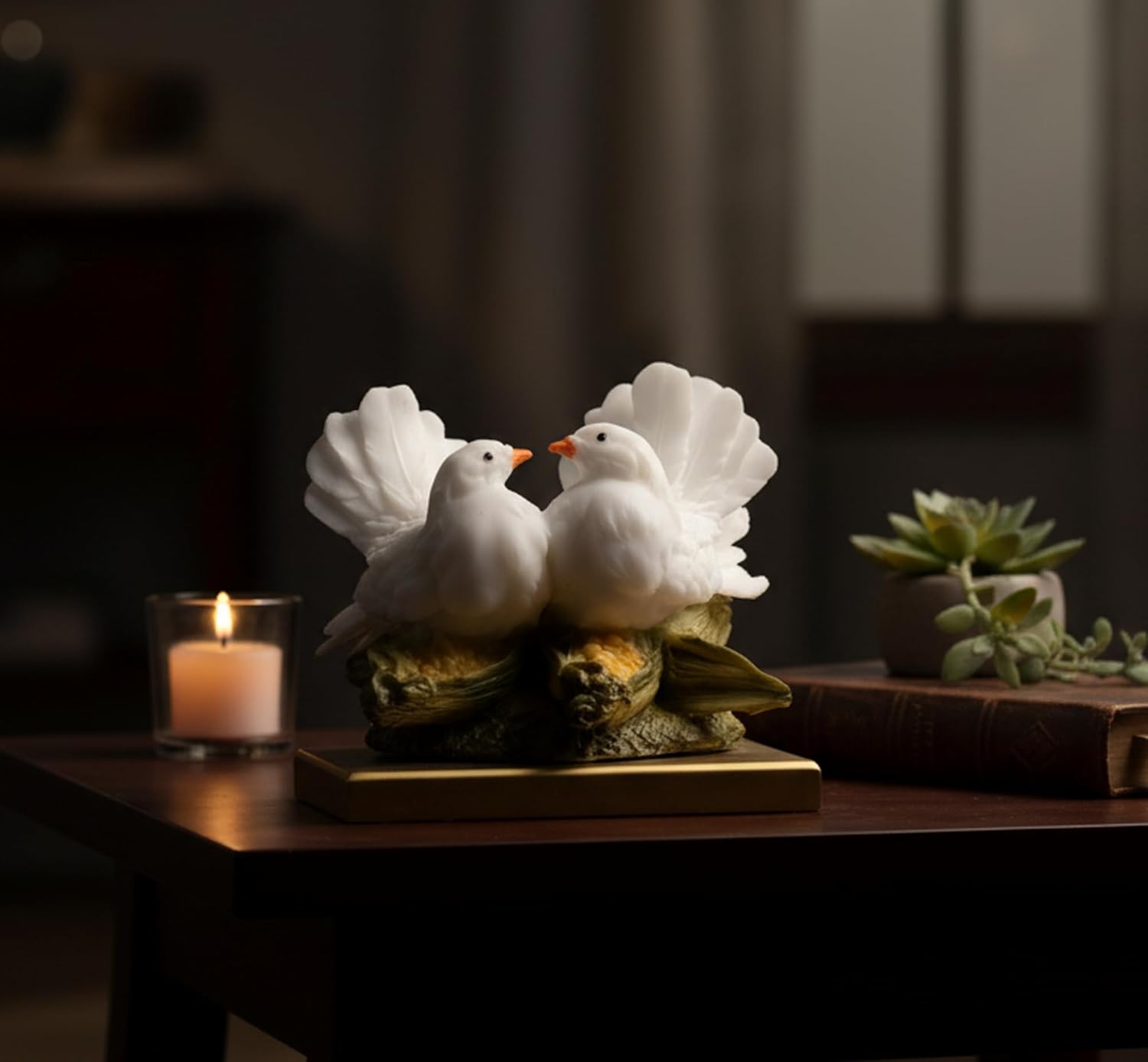 Color White eSplanade Love Birds Showpiece | Bird Statue Romantic Couple Gift Decorative Showpieces Items (White)