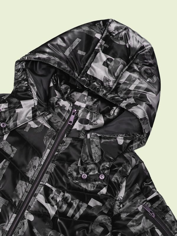 Image of Boys Solid Winter Wear Hooded Puffer Jacket For Kids