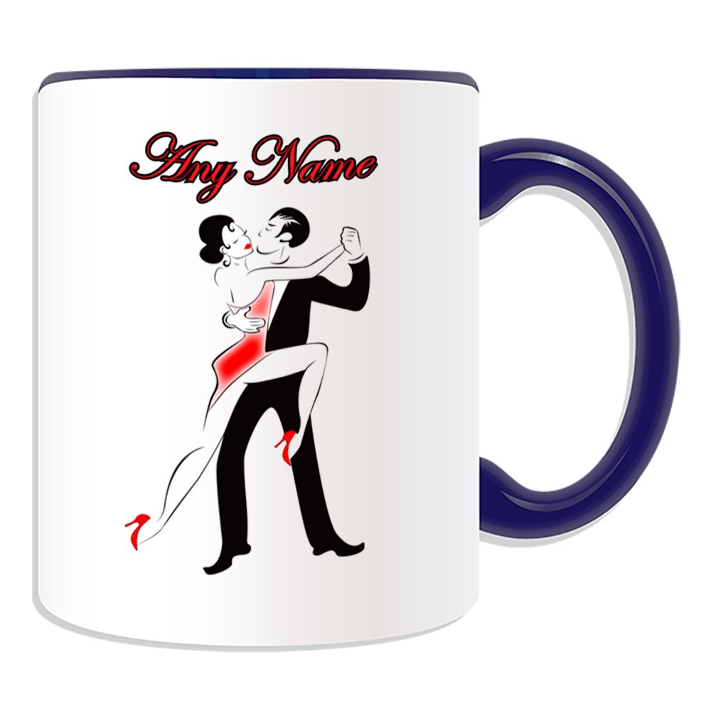 Unigift Blue Personalised Gift - Tango Mug (Dance Design Theme, Colour Options) - Any Name/Message On Your Unique - Dancer Foxtrot Waltz Ballroom