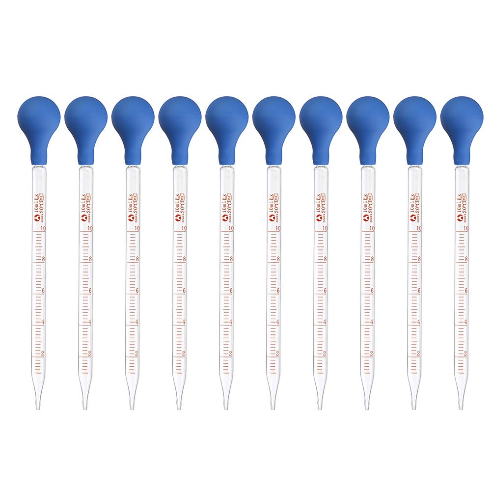 VIDOO 10 Unids/Lote 1/2/5/10Ml Cabeza De Plástico Pipeta De Vidrio Graduado con Escala- 10Ml