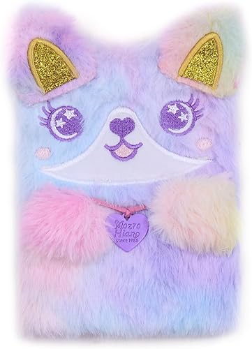 Miniatura 8 de Hermoso Cuaderno de Animales para Niños Diario de Peluche para Niñas Mujeres Adolescentes Lindo Gato de Peluche Diario Bloc de Escritura A6 Rayado