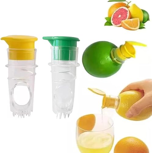 Miniatura 1 de Exprimidor de limón con tapa de rosca, exprimidor de limón, exprimidor de limón de mano, mini exprimidor manual de limón con tapa (2, amarilloverde)