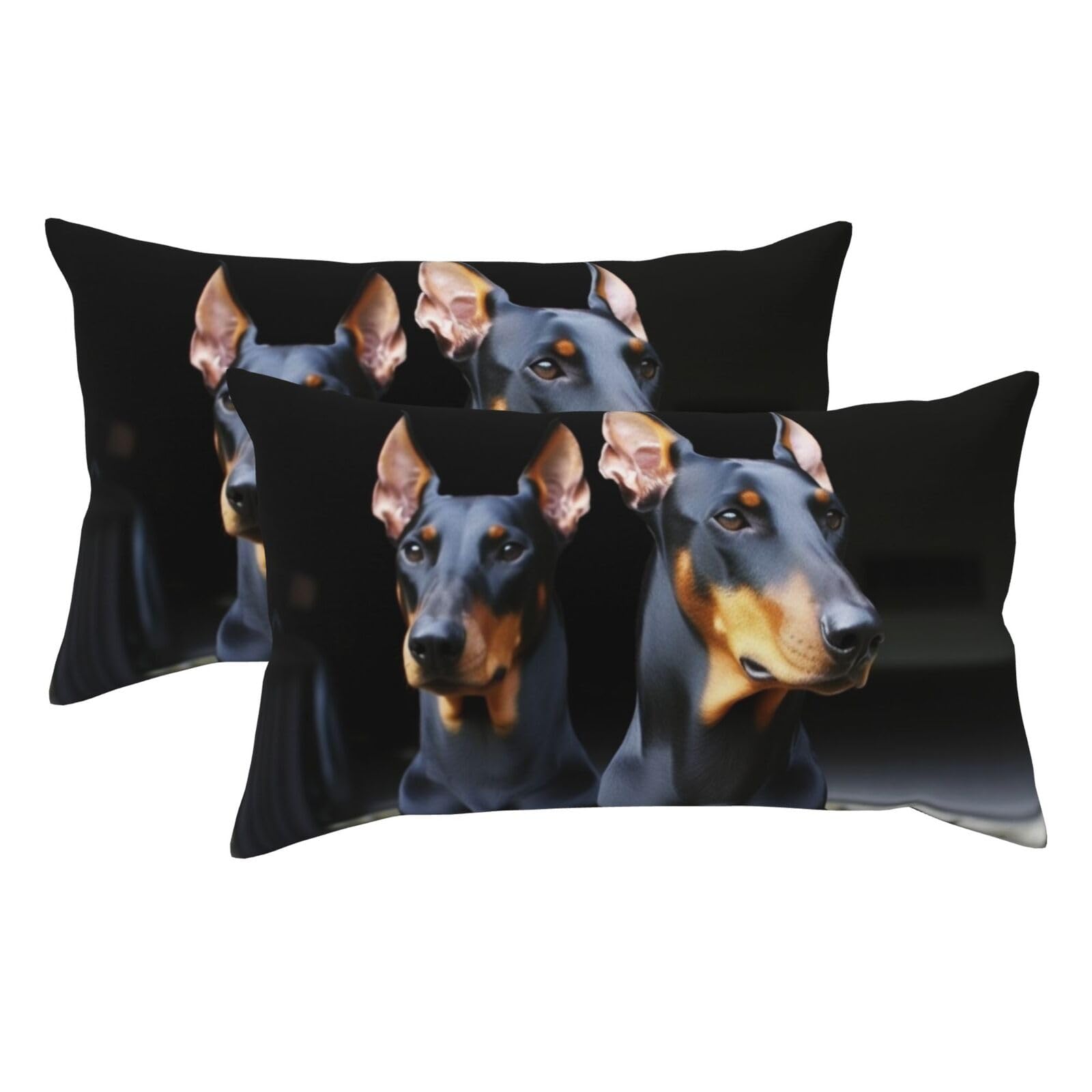 2 Pack King Size Pillow Cases for Hair and Skin Soft Breathable Pillow Case Covers with Hidden Zipper Doberman Pillowcase 20x36 Inches Pillow Covers for Sleeping Gift