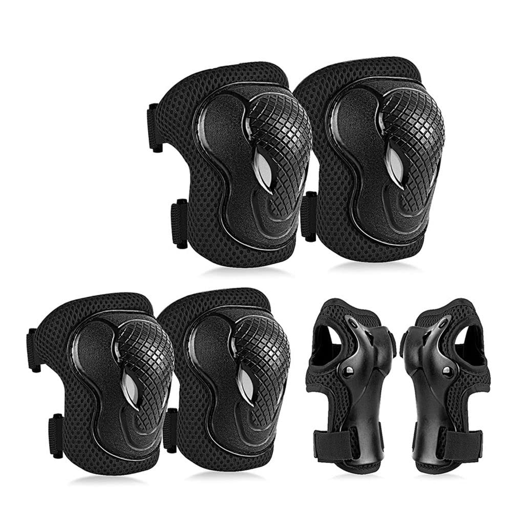 Knieschoner und Ellbogenschützer für Skateboard, Knieschoner und Ellbogenschützer für Roller, Skateboard, Inline-Skating, 6 Stück
