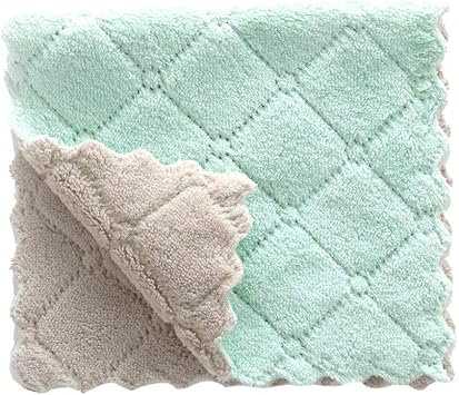 Cleaning Cloth Kitchen Cloth, Microfiber Dish Towels Washcloths Hand Towel Non Stick Oil Cloths for Cleaning, Reusable and Washable Towels Grey Green