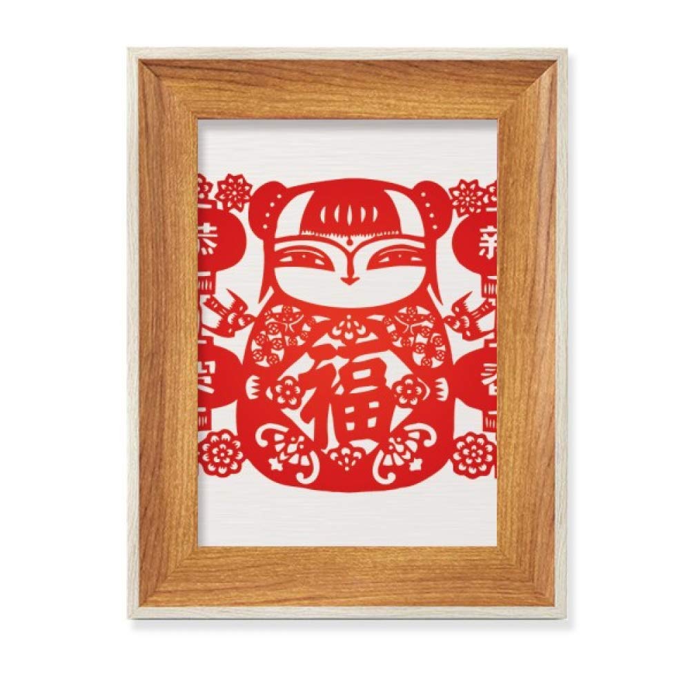 Cadre de Photo en Bois Fleur Lanterne Rouge Tableau de Bureau