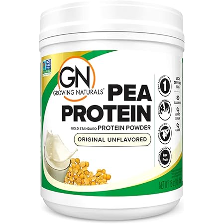 Growing Naturals | Original Raw Pea Powder 15g Plant Protein | 2.8G BCAA, Low-Carb, Low-Sugar, Non-GMO, Vegan, Gluten-Free, Keto & Food Allergy Friendly | Original Unflavored (16 Ounce (Pack of 1))