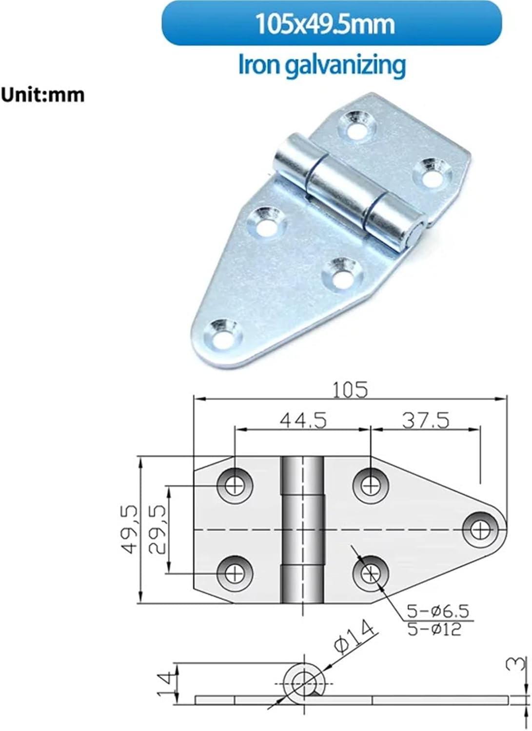 Stainless Steel/Iron Heavy-Duty Thickened Hinges Load-Bearing in Mechanical Cabinets Hardware Accessories 1Pcs(Iron)