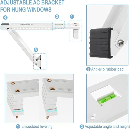 Miniatura 3 de HOXHA Soporte universal de aire acondicionado para ventana, soporte de aire acondicionado de ventana, soporte de CA para ventana, soporte de aire