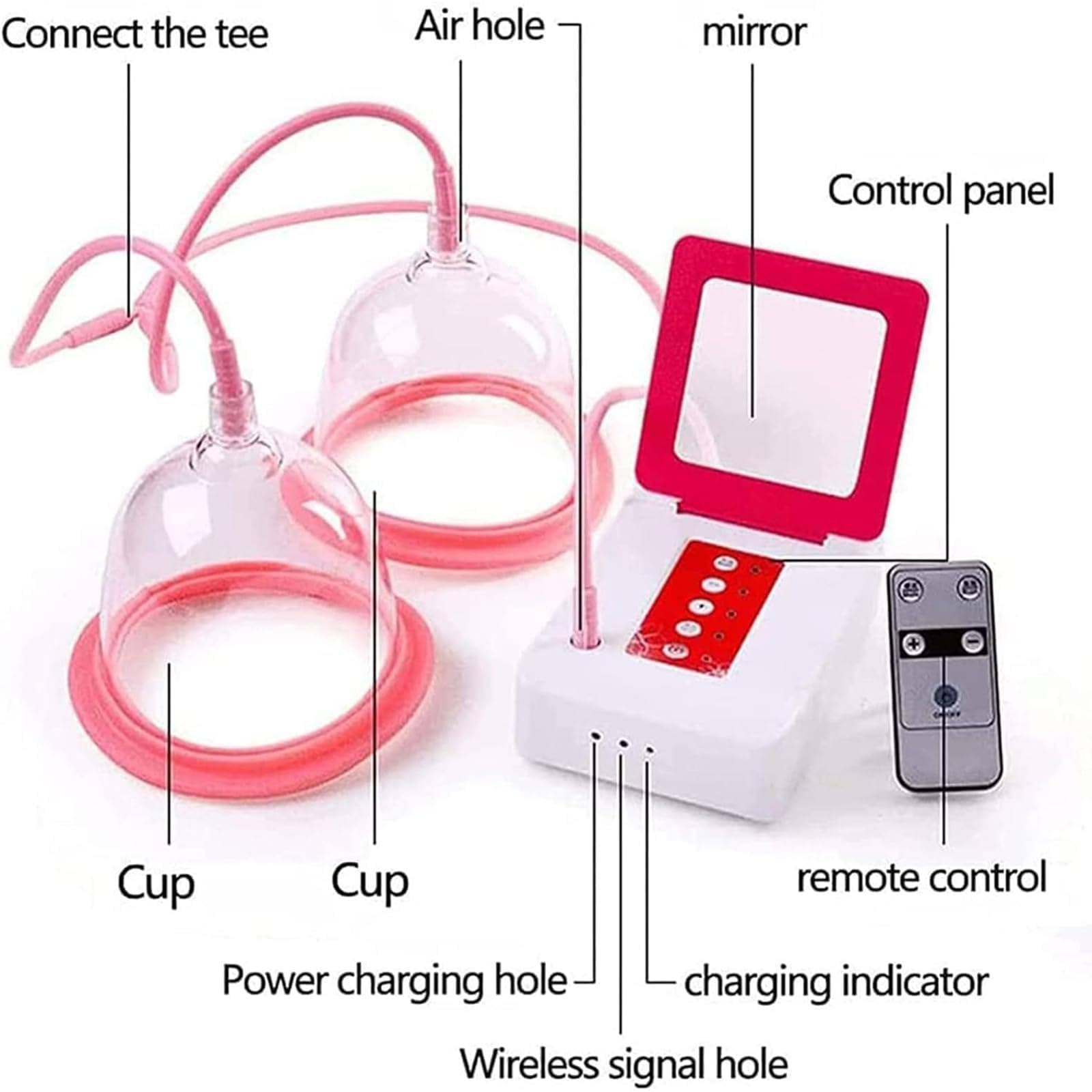 Masajeador Eléctrico De Senos (11,5 Cm/12,5 Cm/13,5 Cm/14,5 Cm), Máquina De Mejora Del Masaje De Senos Con 2 Modos: Parada Automática De 15 Minutos,DCup-14.5cm