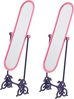 FRCOLOR 2 Pçs Modelo De Espelho Miniaturas Decorações De Casa Para Casa Mini Acessórios Para Bonecas Mini Cheval Espelho De Vestir Mini Kit De Móveis Móveis De Paisagem Mini Espelho De