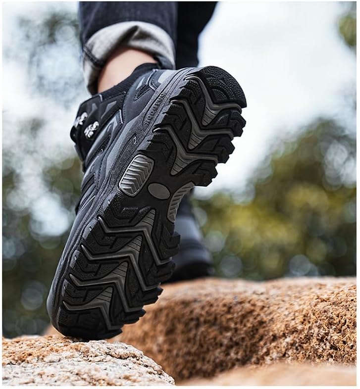 Mens Womens Leather Waterproof Hiking Boots， Lightweight Outdoor Walking Shoes,Breathable Suede Hike Trekking Trails Camping ClimbingLightweight and durable.