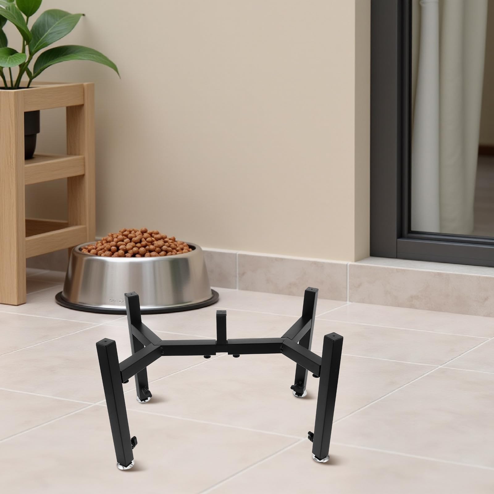 Comedero Elevado para Perros Doble Cuenco de Acero Inoxidable Ajustable y Resistente para Interiores y Exteriores, Altura Regulable para Cachorros y Perros Adultos
