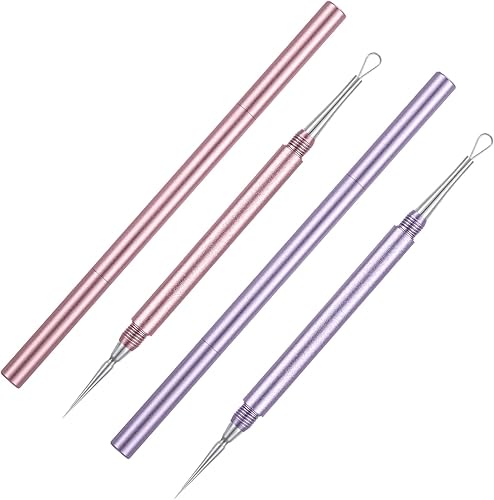 2 piezas 2 en 1 herramienta de eliminación de espinillas, herramienta de eliminación de milía, extractor profesional de espinillas y espinillas,