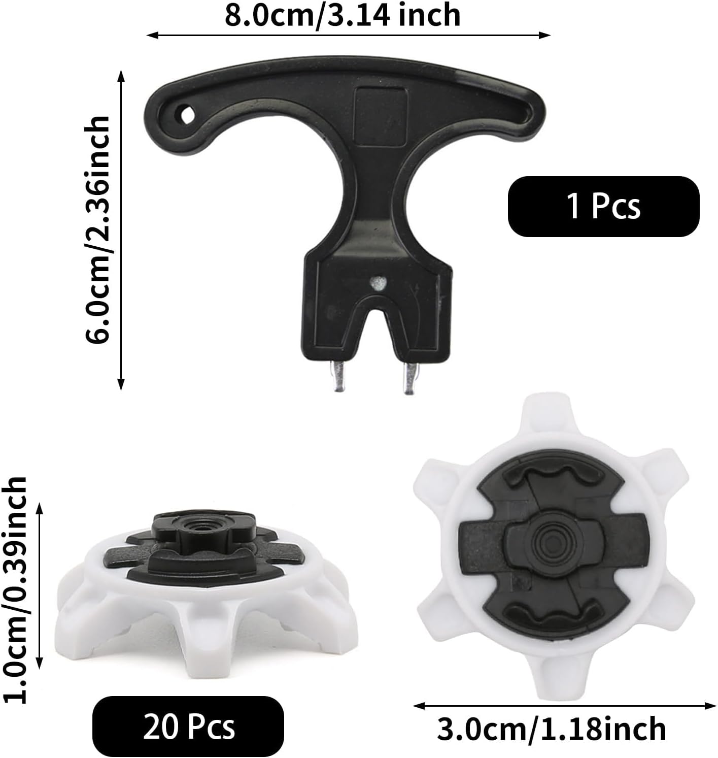 Xiciki 20 Pcs Golf Spikes Set Replacements with 1 Pcs Wrench Easy Installation, White Black 3 61gPYjiq QL. AC SL1500
