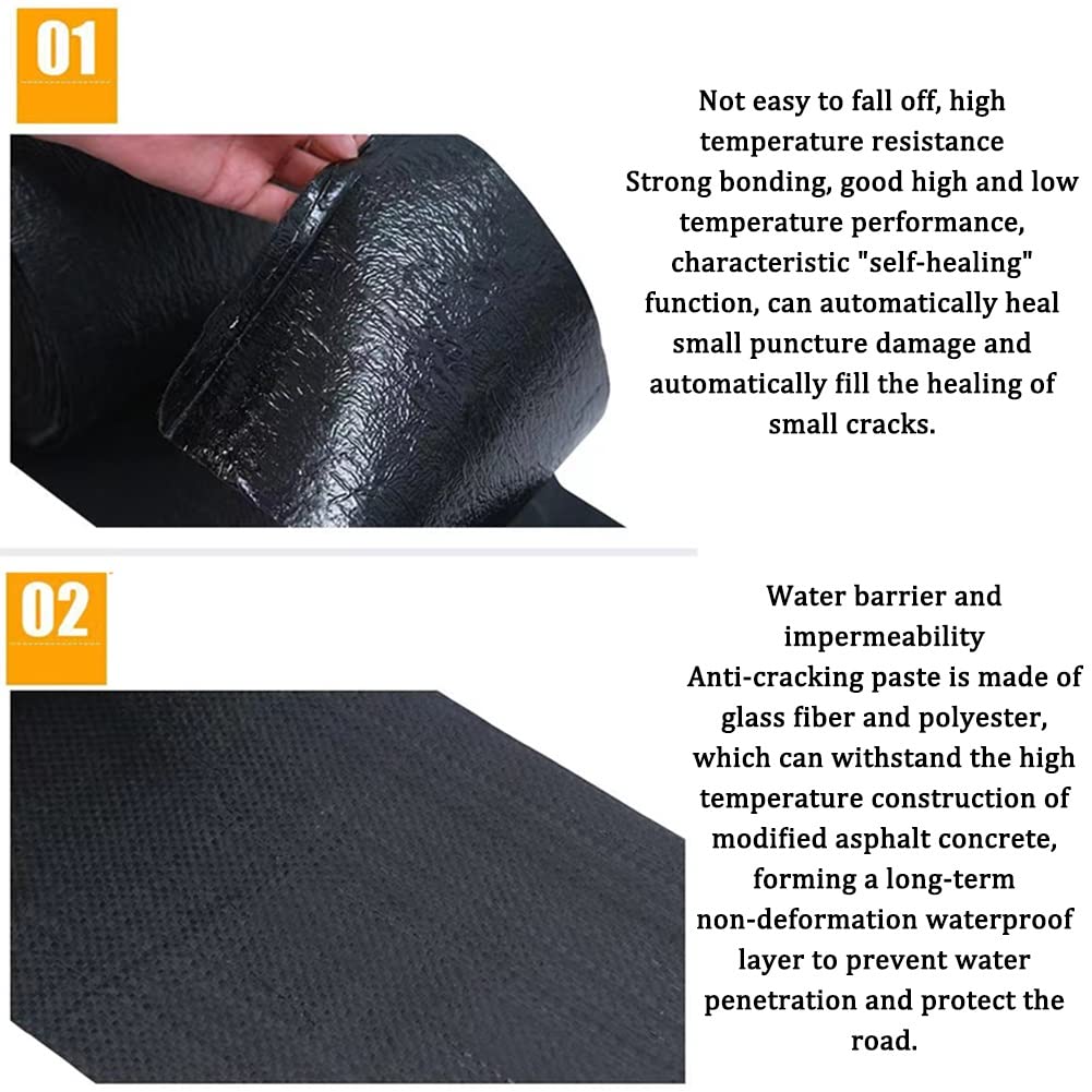 Giunto di asfalto Nastro di riparazione, Impermeabile E protezione UV Autoadesiva Sigillante per crepe Nastro riempitivo a caldo per parcheggio Strada di cemento Riempimento di crepe ( Color : Black ,