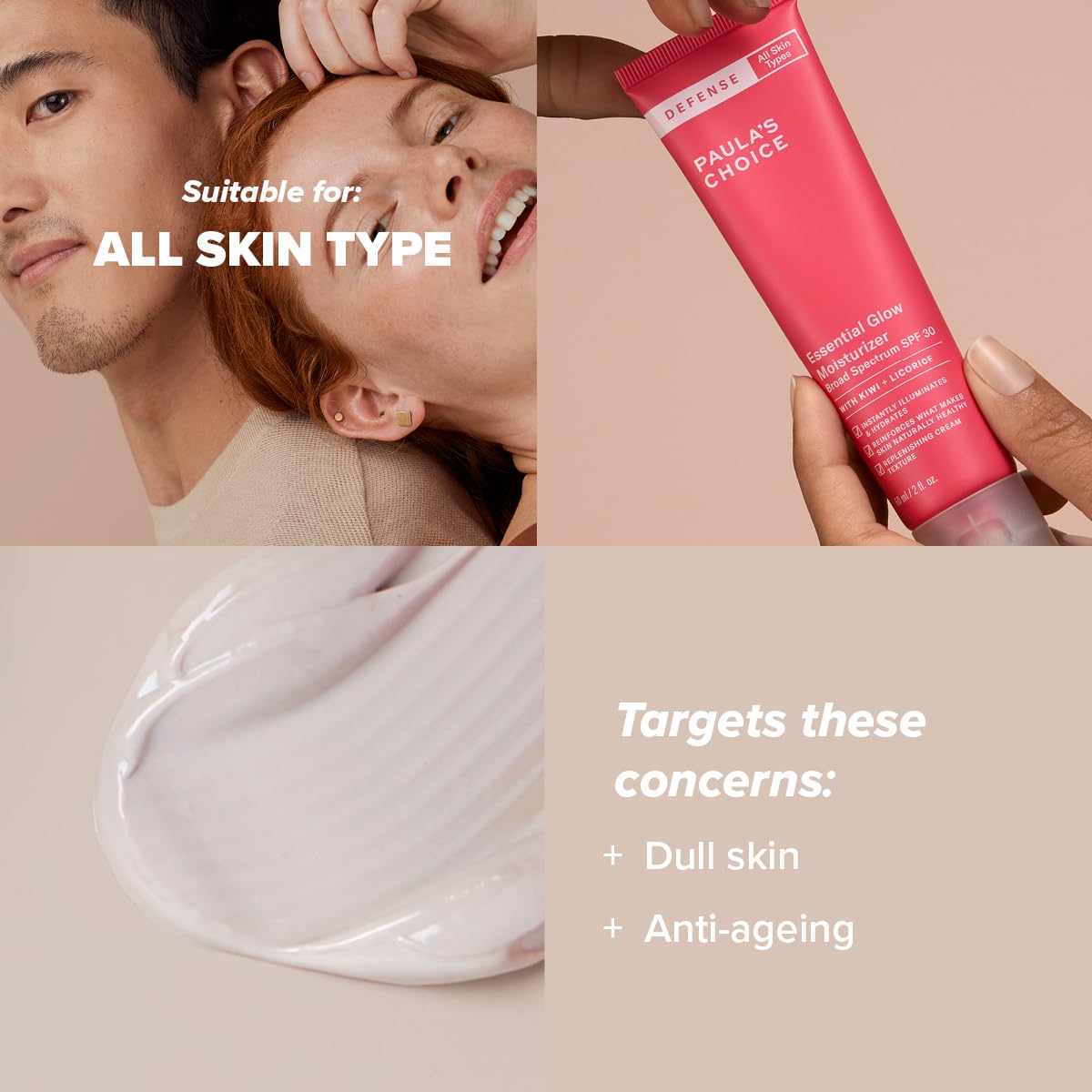 Paula's Choice DEFENSE Krem Nawilżający SPF 30 - Nawilżanie Krem na Dzień z Mineralne Filtry Przeciwsłoneczne Chronią Skórę - Blasku Kremem Rozjaśnia & Nawilża - Wszystkie Rodzaje Skóry - 60 ml