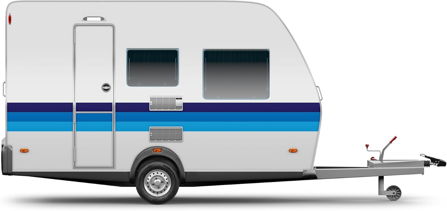 Replacement RV Retro Stripes Graphics Stickers Decals for Small Travel Trailers(B) (Retro, 17-18FT)