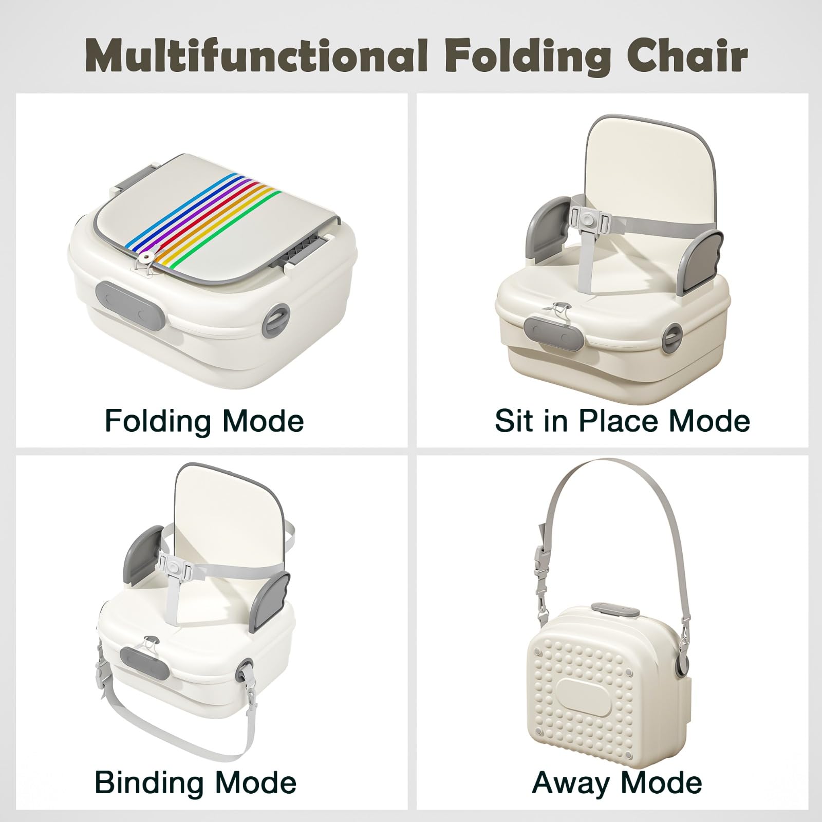 Baybee Booster Chair for Kids | Travel-Friendly Baby Sitting Chairs with Safety Straps, Foldable Design, Storage Space & Anti-Slip Base | Ideal for Dining & Camping (Grey) 1