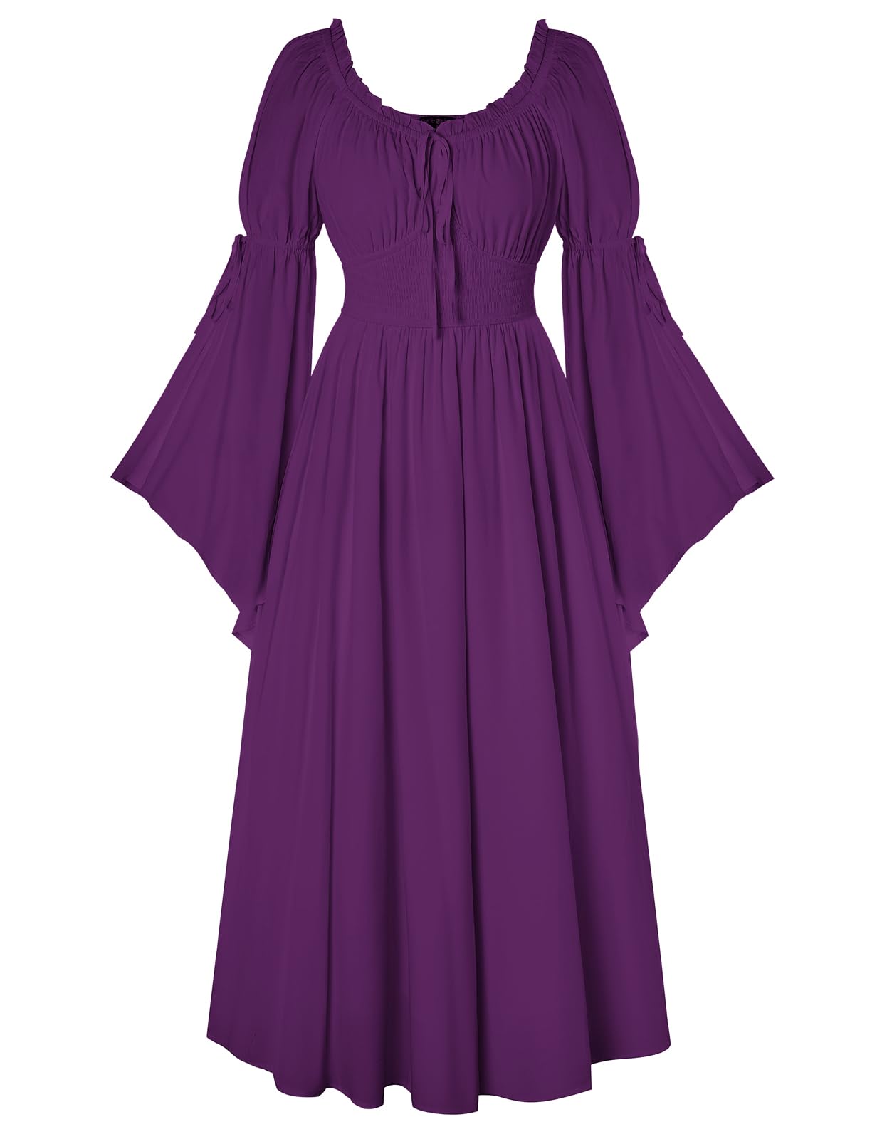 SCARLET DARKNESS Damen Renaissance Kleid Mittelalter Bauernkleid Schulterfrei Lange Glockenärmel Kleider