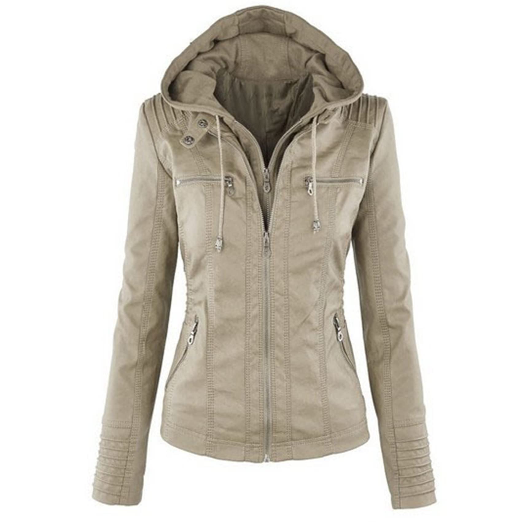 Manches Longues Dames Veste en Cuir PU Veste en Cuir Veste Courte pour Femmes Veste Femme Combinaison Moto
