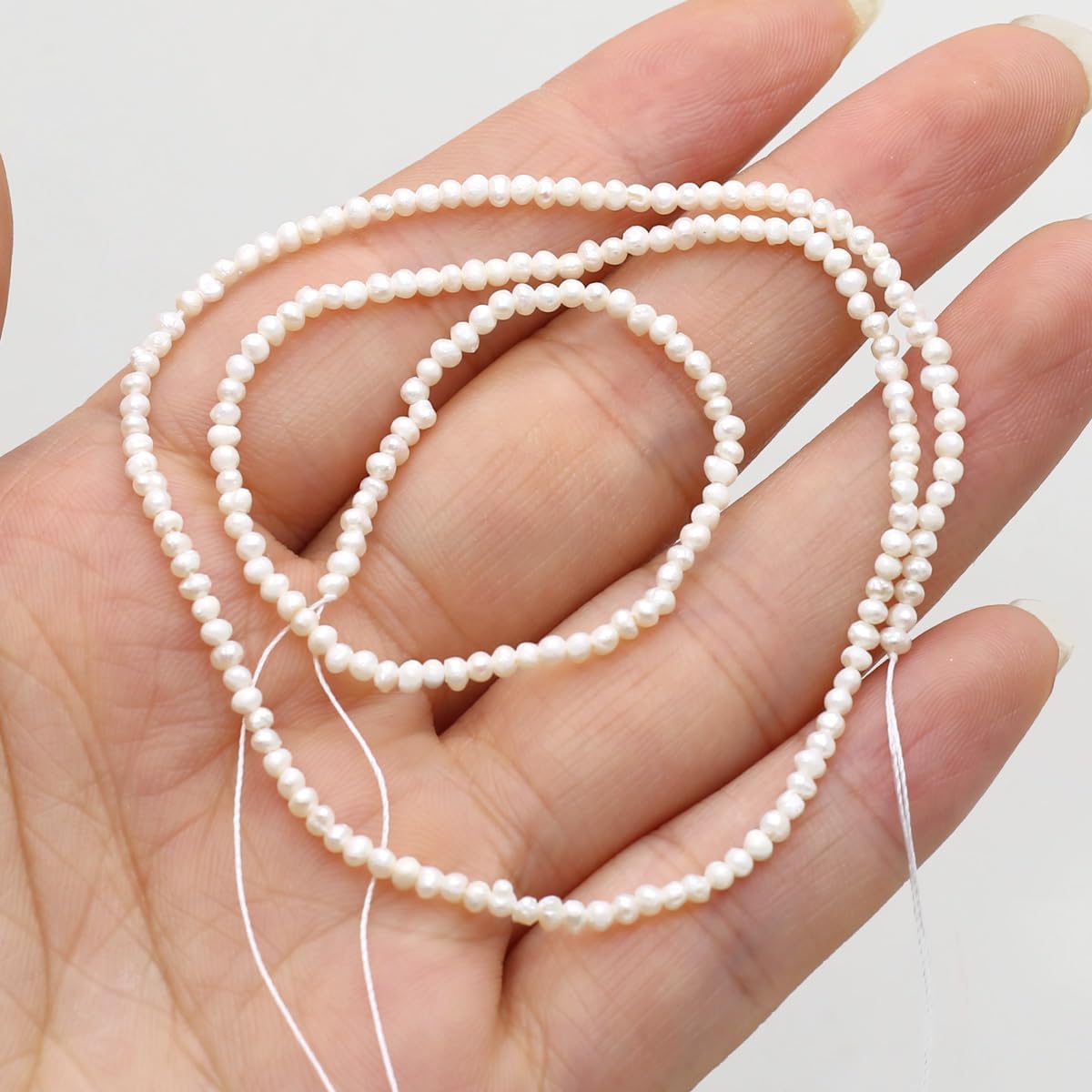 Natural Pearl Beads Genuine Cultured Freshwater Irregular White Pearl Beads for Jewelry Making DIY Necklace Gift 1.8-2mm - Image 2