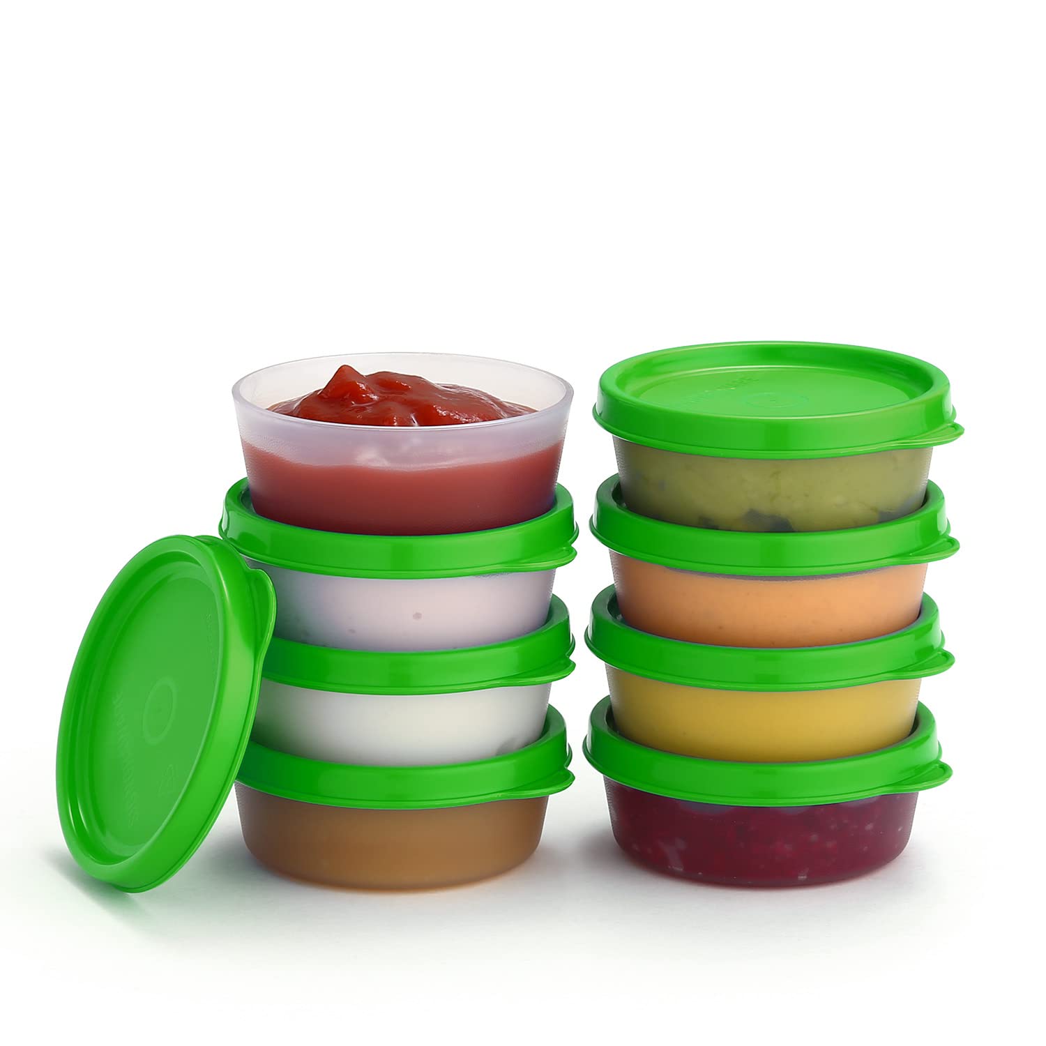 Condiment Cups Containers with Lids- 8 pk. 2.3 oz.Salad Dressing Container to go Small Food Storage Containers with Lids- Sauce Cups Leak proof Reusable Plastic BPA free for Lunch Box Picnic Travel