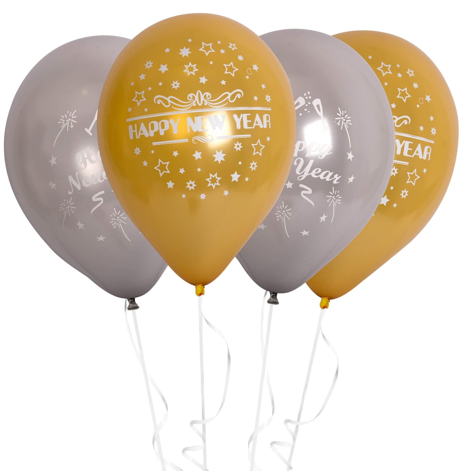 Fun® Helium Happy New Year Balloons 10inch - Gold and Grey New Year Balloons for Happy New Year Decorations | Balloon Latex for New Years Eve Party Supplies| Nye Decorations (Pack of 20)