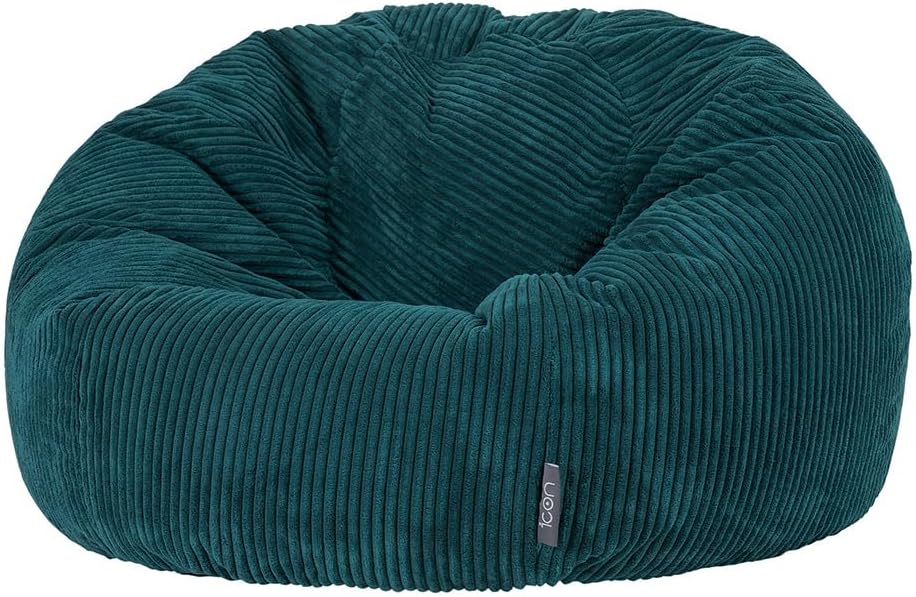 icon Kingston Large Bean Bag, Jumbo Cord Bean Bag, Teal Green, Bean Bag chair for Adults with