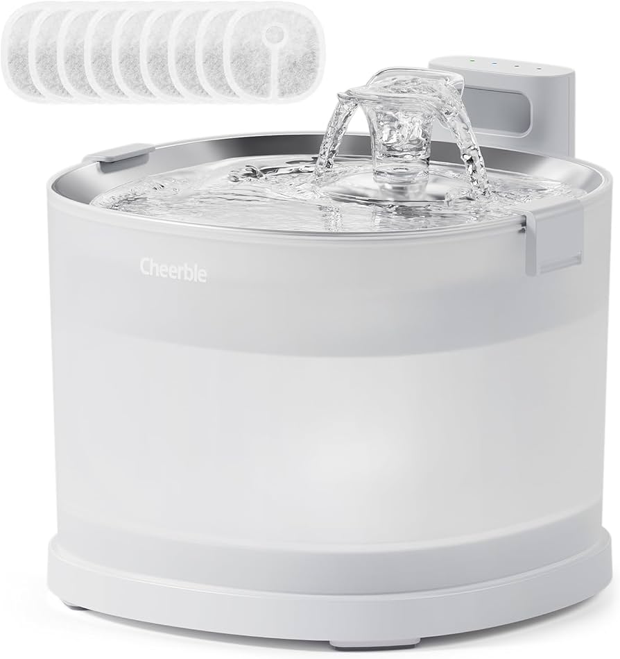 （フィルター8枚付）Cheerble 猫 自動給水器 E1+ Cheerble 猫水飲み器用フィルター 猫水フィルター 交換用 8 枚-1