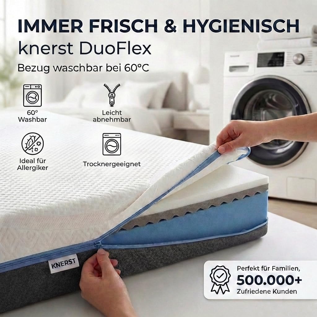 KNERST Duoflex Matratze 140x200, 7 Zonen Mattress, H3/H4, 21 cm