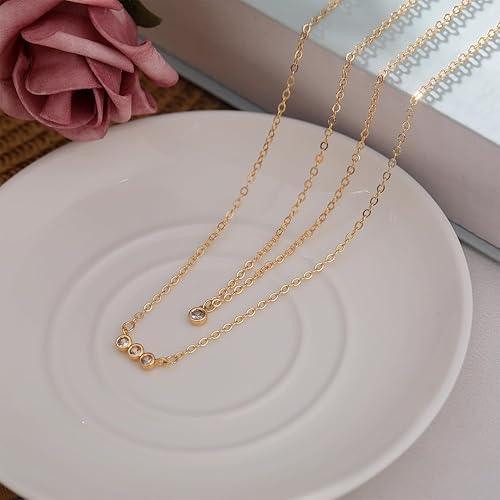 Miniatura 6 de ZOERAY Gold Layered Necklace for Women 14K Gold Plated Dainty Necklace Diamond Cross Heart Pearl Snake Pendant Necklace Herringbone Paperclip Chain
