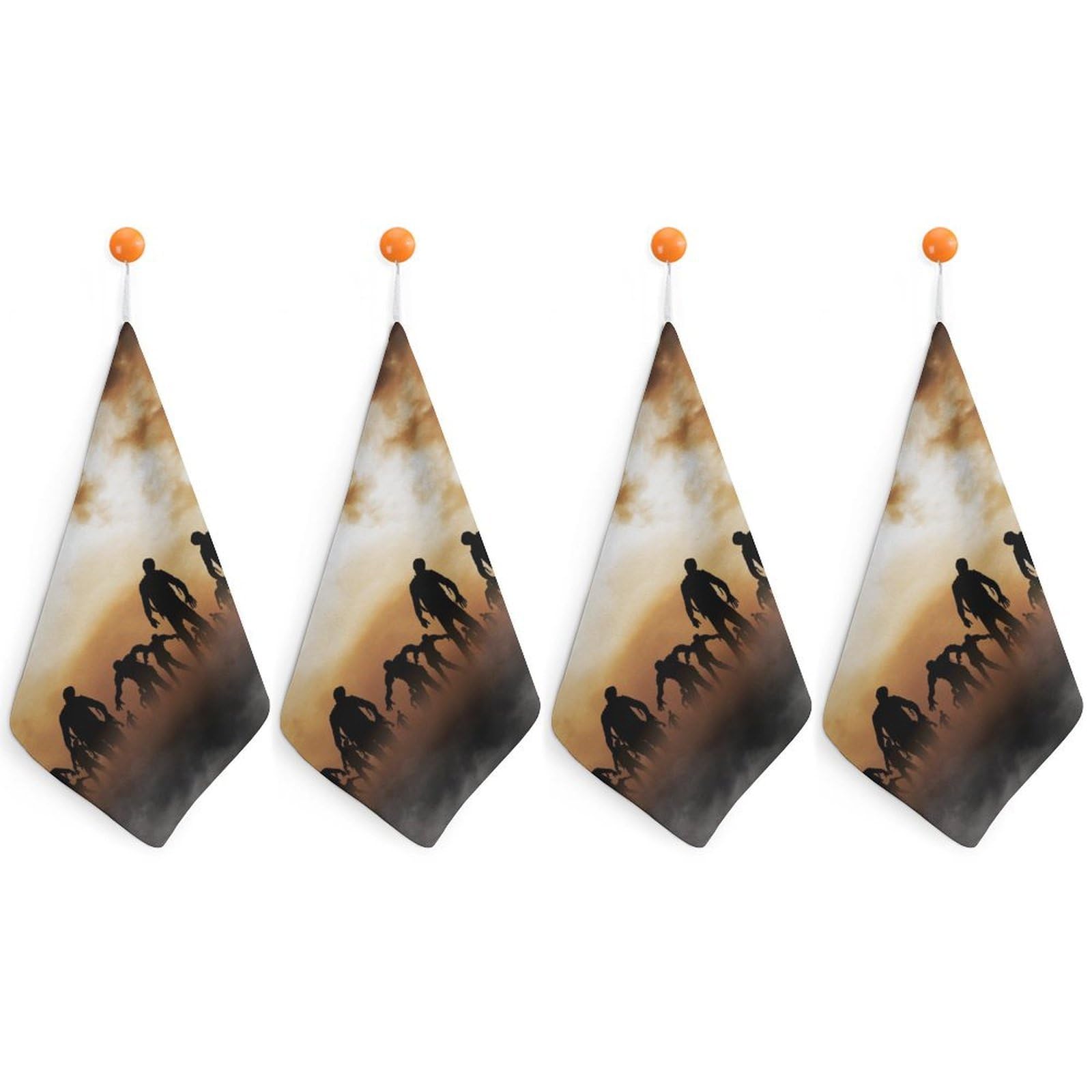 LEDFCVSU 4 Piece Hanging Hand Towels, Zombies Dead Men Walking Body at Night Small Dry Hand Towel for Kitchen Bathroom