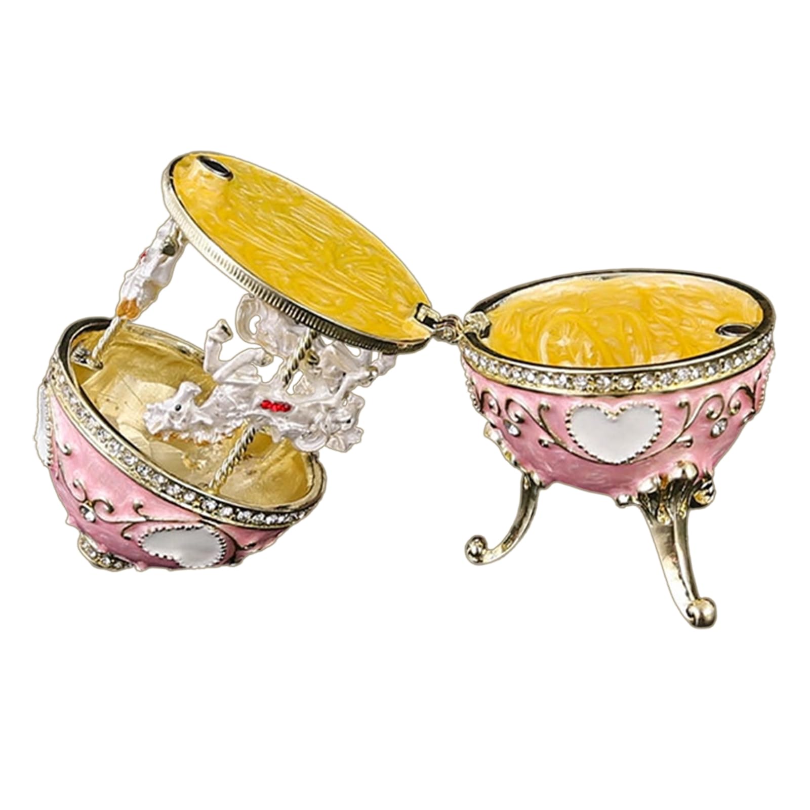 NVOQILIN Musical Jewelry Box with Carousel and Alloy Construction Rotating Figurine Decoration Carousel Waltz Storage Case Metal Alloy Music Box