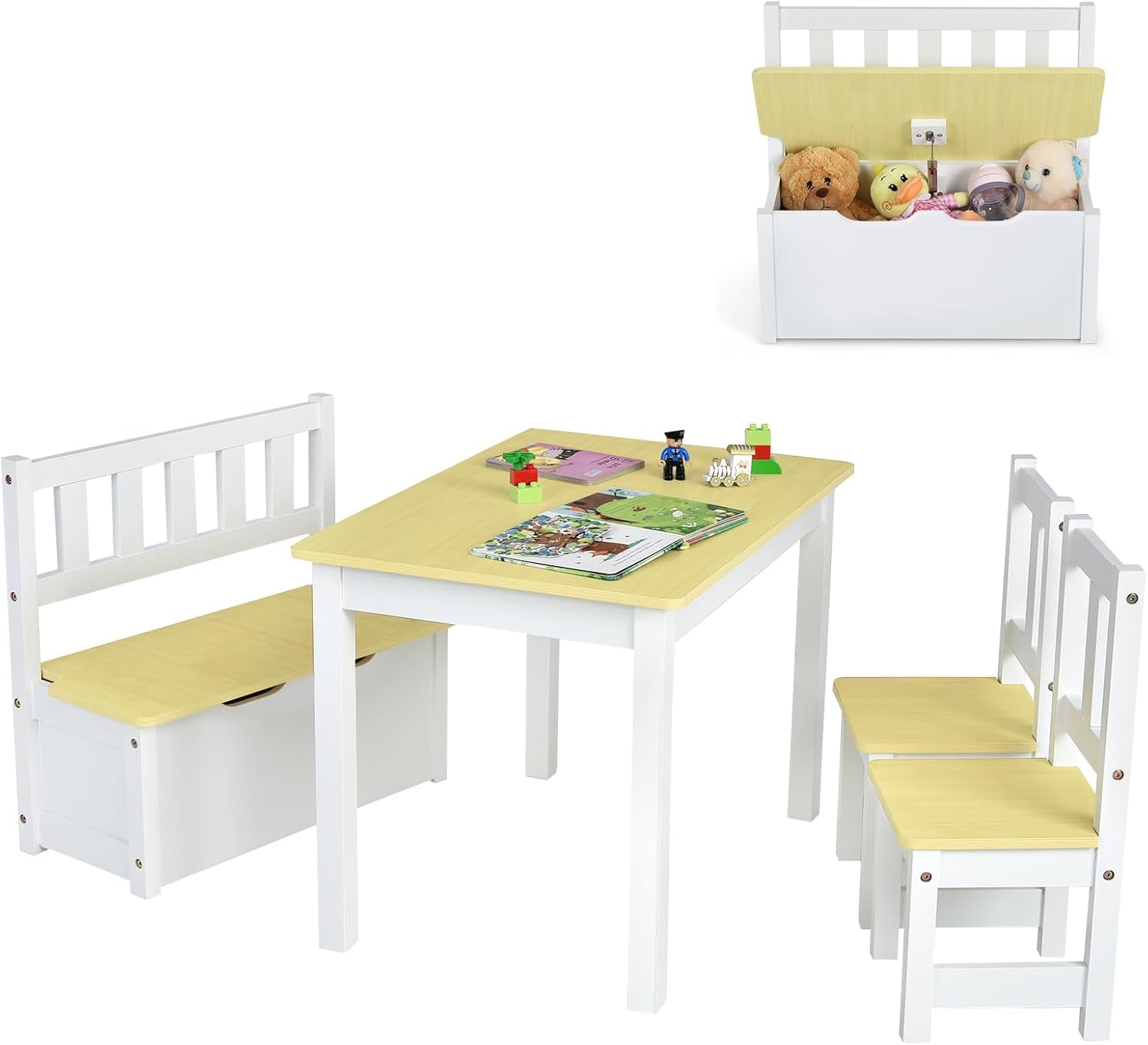 Ensemble FANTASK en bois MDF naturel meuble de rangement et table basse