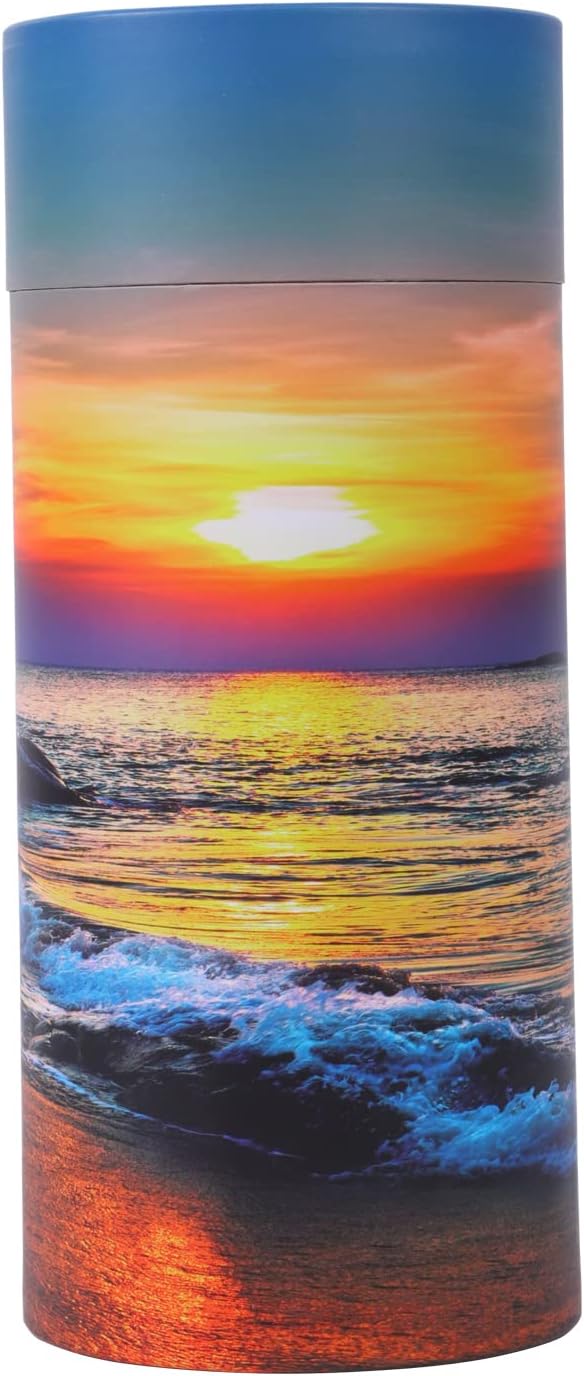 Ocean Sunset Scattering Urn – Biodegradable Scatter Tube for Ashes - Cremation Urn for Adult Ashes (Small(Set of 4))